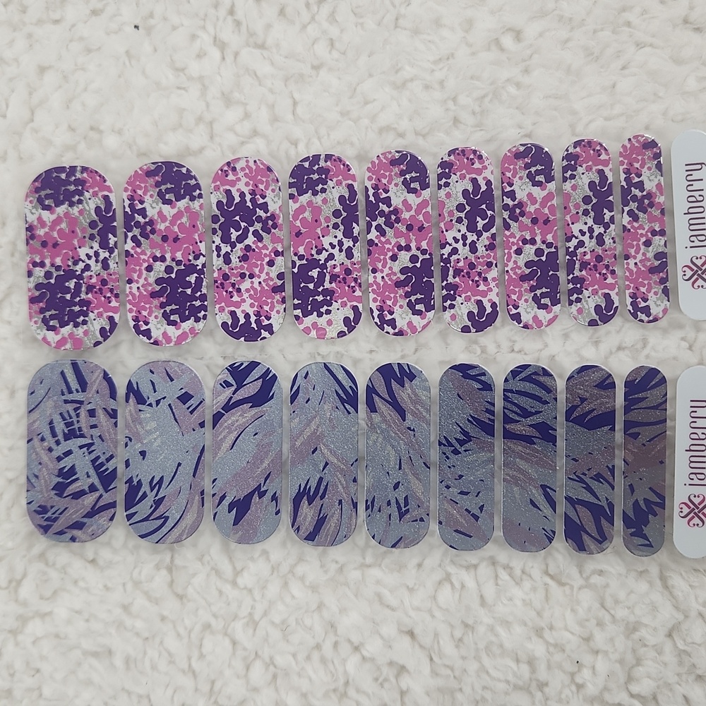5 Jamberry Nail Wraps, Half Sheets Lot Purples Blues - Picture 3 of 3